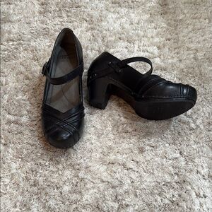 Dansko Black Leather Mary Jane Heels